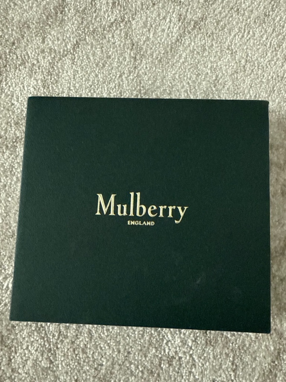 Mulberry England Dark Green Wallet Box with Gold Logo